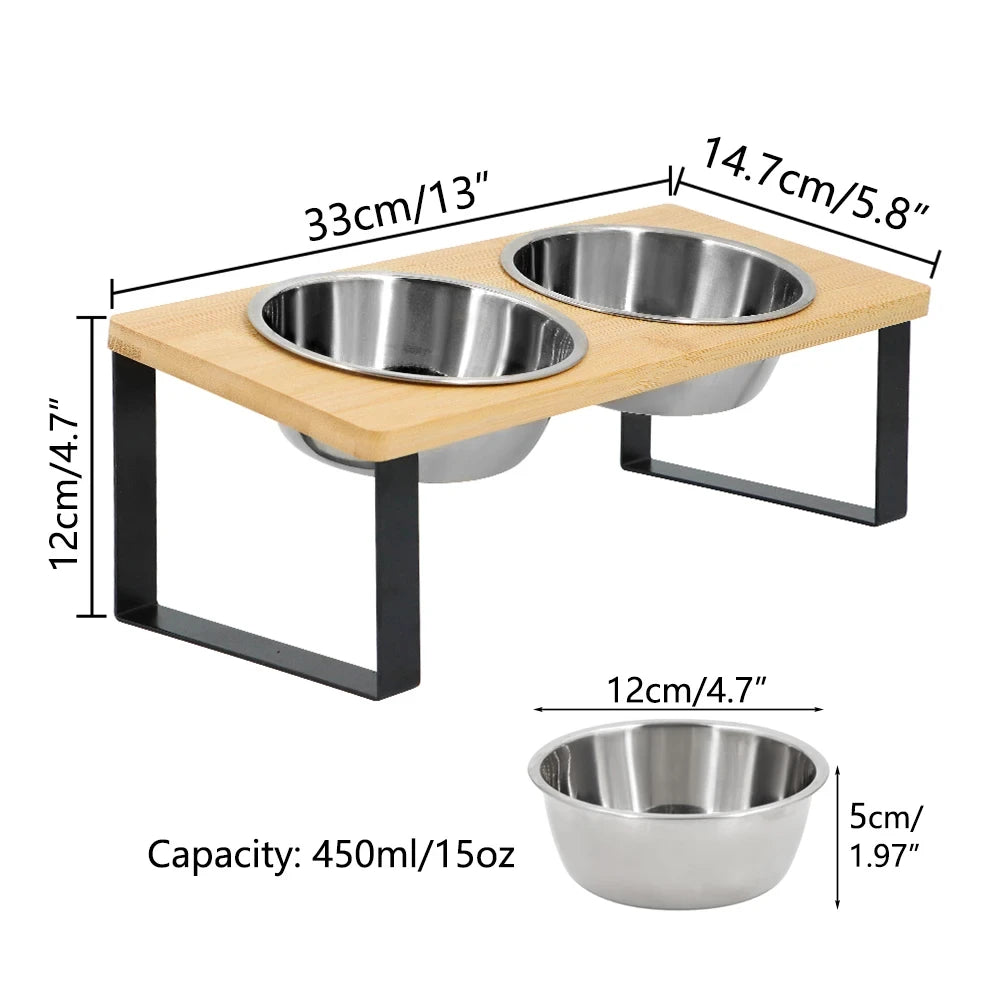 Tilted Wooden Pet Feeder