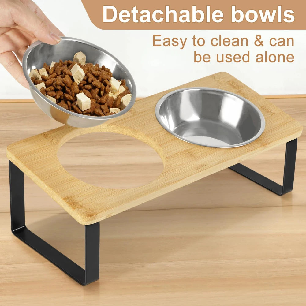 Tilted Wooden Pet Feeder