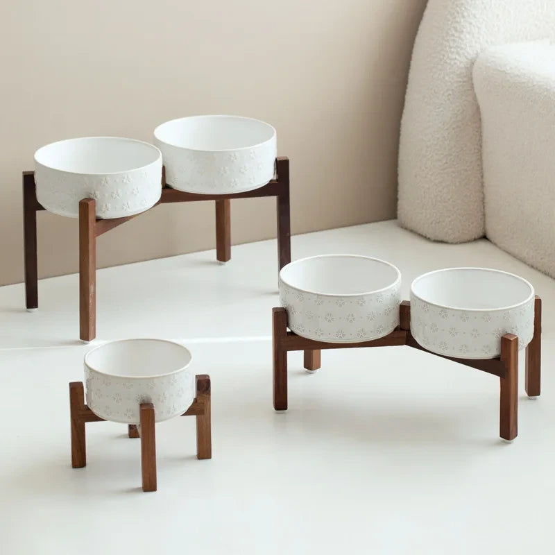 Elevated Ceramic Pet Bowl Set